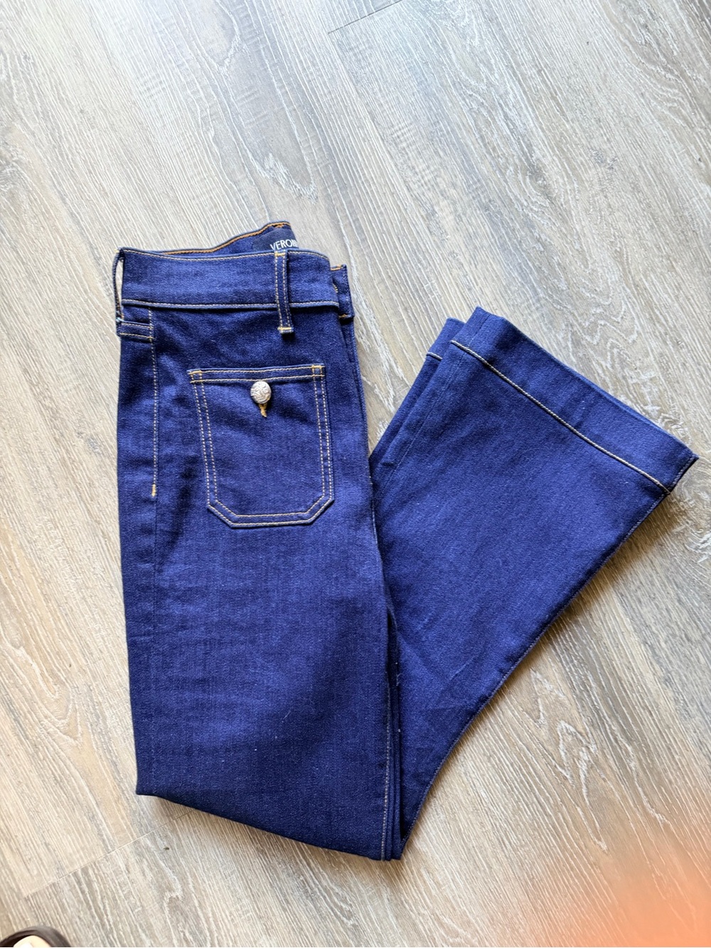 Veronica Beard Carson High Rise Ankle Flare Jeans Dark Indigo 24